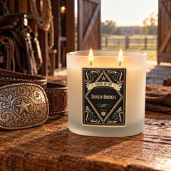 Silver Buckle Frosted Oval Glass Soy Candle