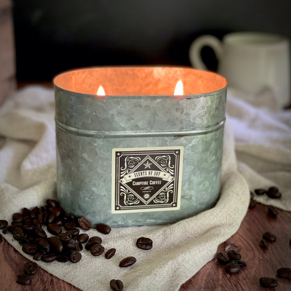 Campfire Coffee Galvanized Oval Tin Soy Candle