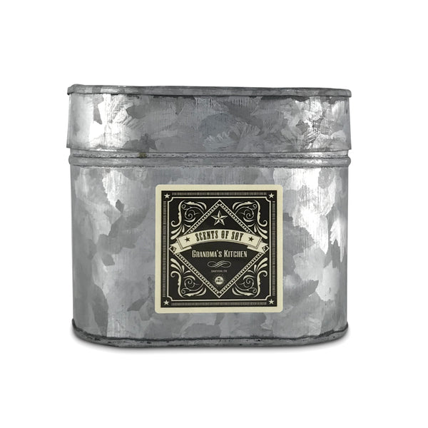 Grandma's Kitchen Galvanized Oval Tin Soy Candle