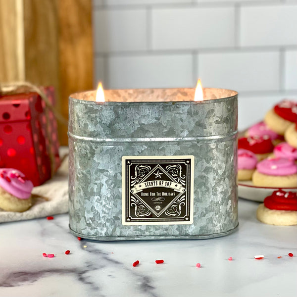 Home For The Holidays Galvanized Oval Tin Soy Candle