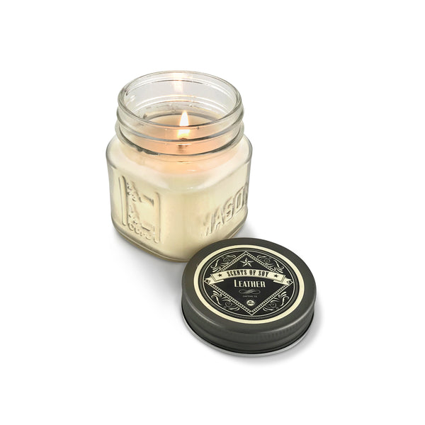 Leather Canning Jar Soy Candle