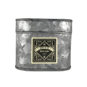 Rustic Lodge Galvanized Oval Tin Soy Candle