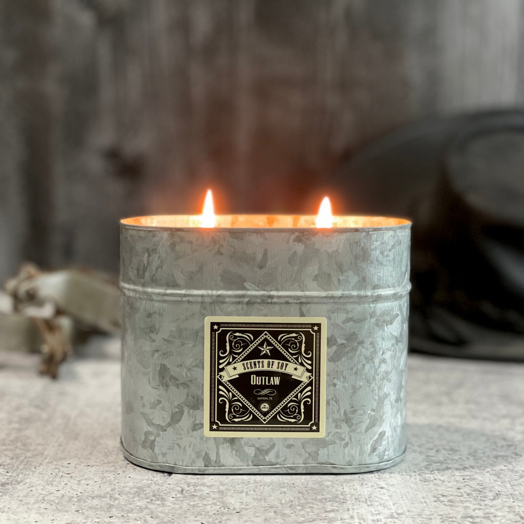 Outlaw Galvanized Oval Tin Soy Candle