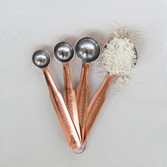 Stainless Steel Measuring Spoons w/ Copper Finish