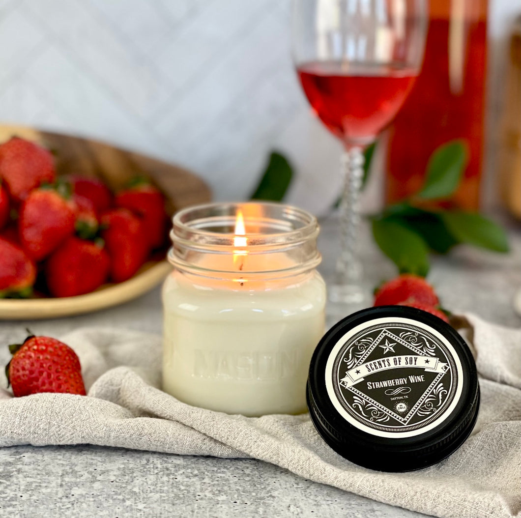 Strawberry Wine Canning Jar Soy Candle