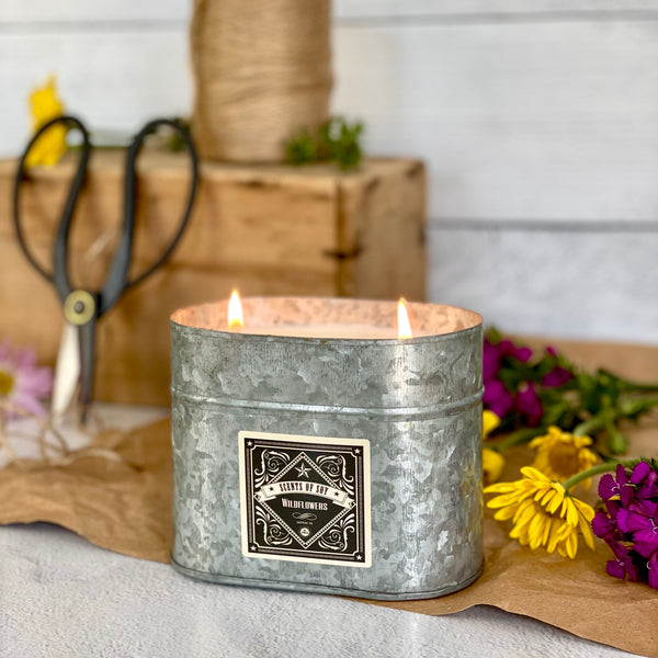 Wildflowers Galvanized Oval Tin Soy Candle